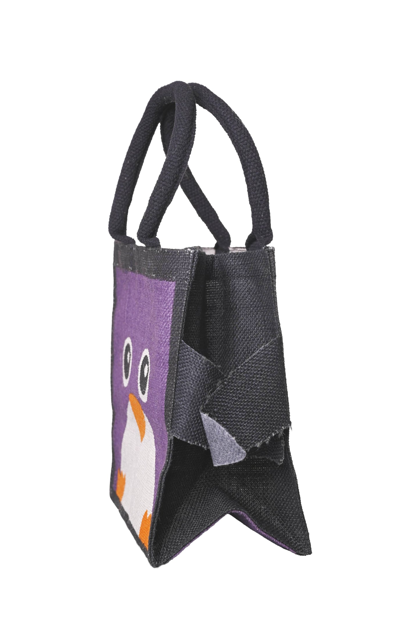 Jute Tote Gift Bag, Penguin Design, Small 21 × 22 × 14 cm