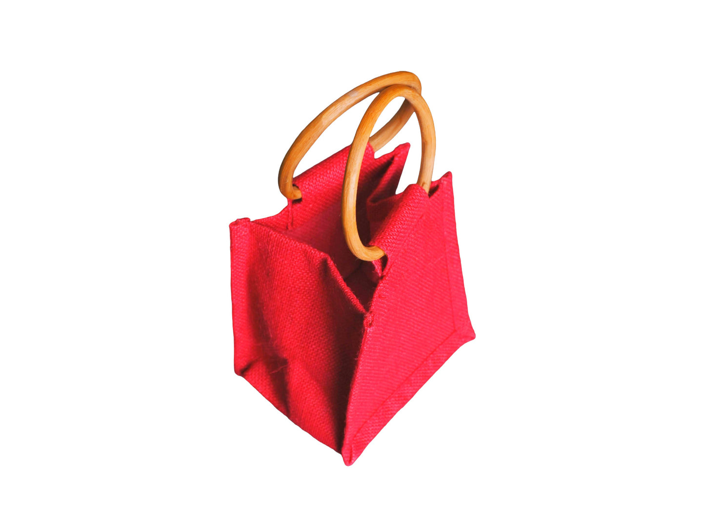 Jute Gift Bag Small, Red 15 × 15 × 12 cm