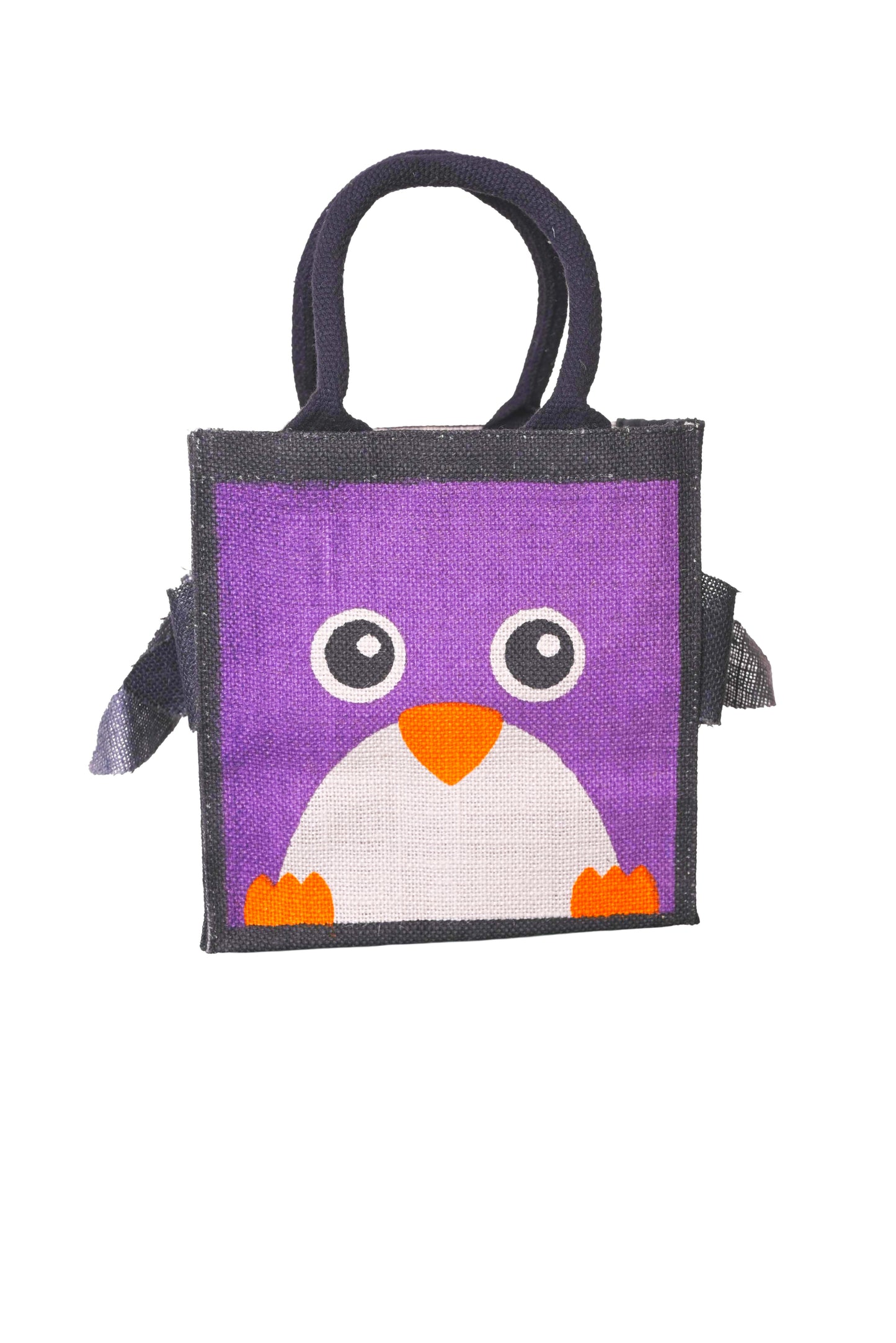 Jute Tote Gift Bag, Penguin Design, Small 21 × 22 × 14 cm