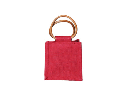 Jute Gift Bag Small, Red 15 × 15 × 12 cm