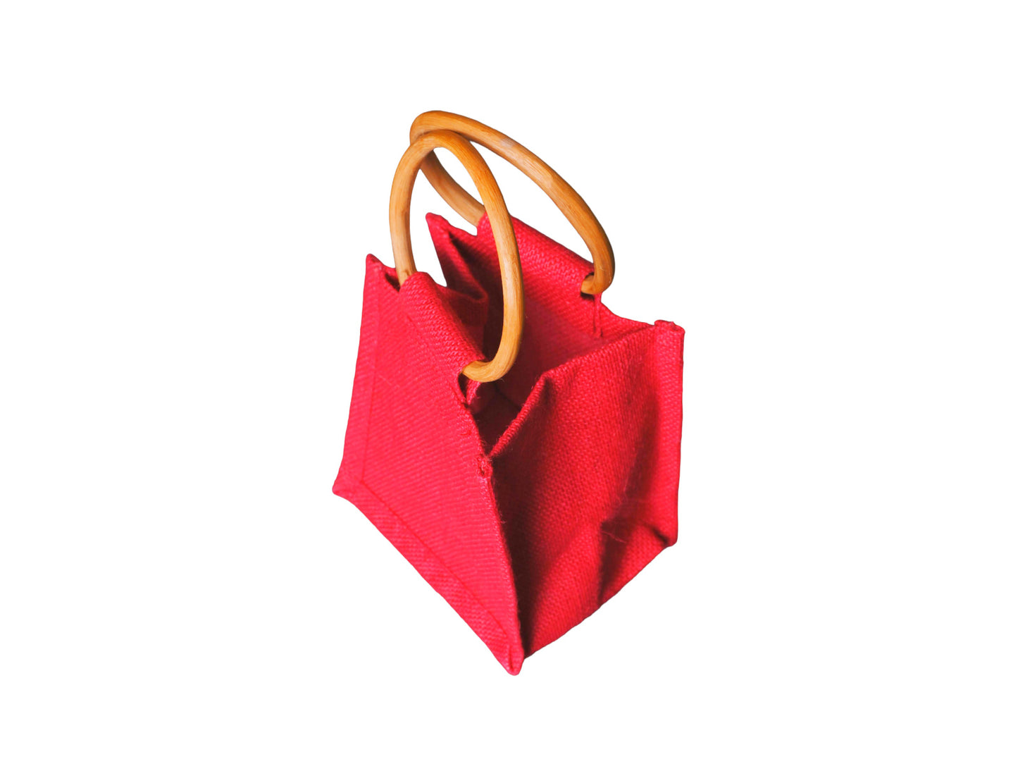 Jute Gift Bag Small, Red 15 × 15 × 12 cm