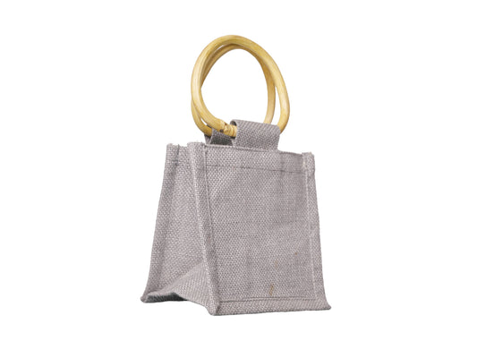 Jute Gift Bag Small, Grey 15 × 15 × 12 cm