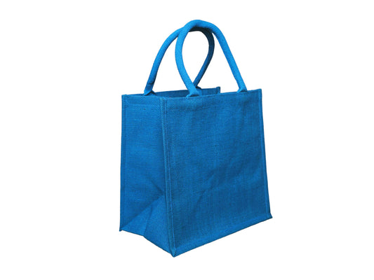 Jute Tote Bag, Medium, Blue 31 × 30 × 20 cm